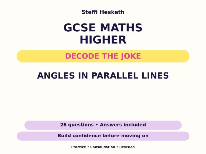 Angles in Parallel Lines | GCSE Decode the Joke + Answers