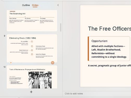 IB DP History Paper 2 Authoritarian Rule: Egypt under Nasser Case Study PPT