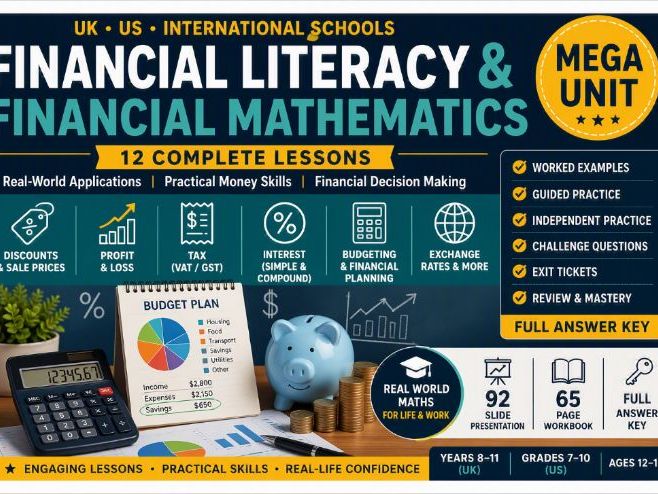 Financial Mathematics Mega Unit | Financial Literacy, Budgeting, Interest, Tax & Percentages