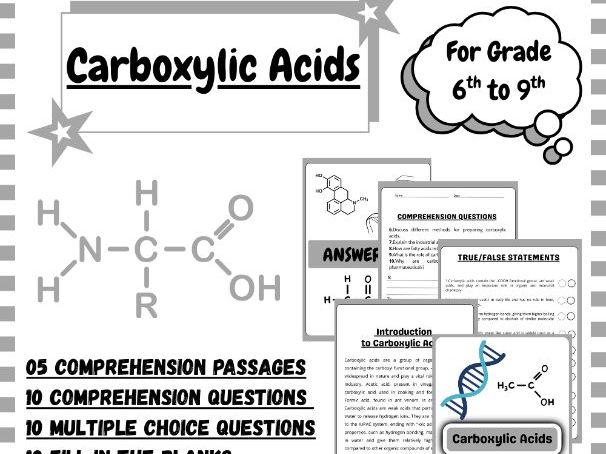 "Comprehensive Carboxylic Acids Study Guide for Grades 6-9 | Practice Questions & Answer Key"