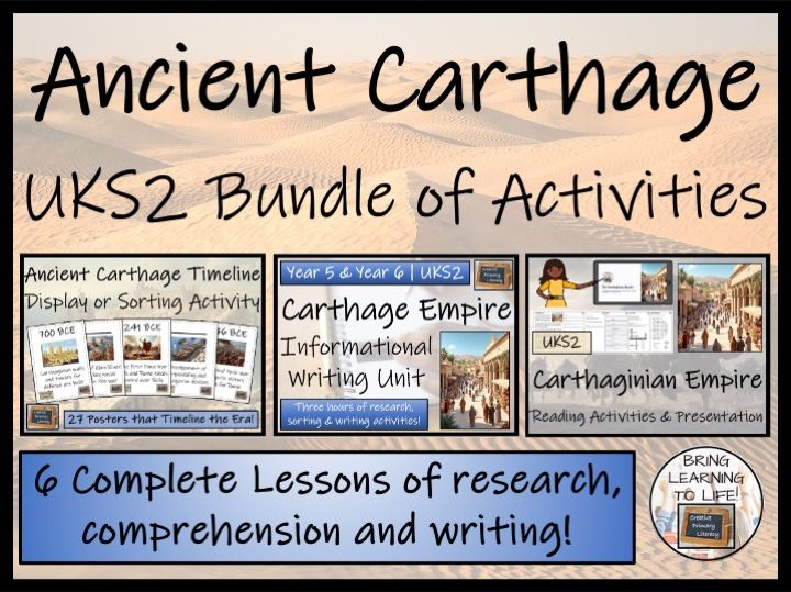 Ancient Carthage | Reading Comprehension, Writing & Timeline Bundle | 5th–6th Grade