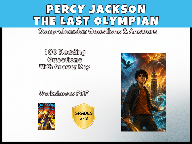Percy Jackson Last Olympian Reading Comprehension | KS2 KS3 Novel Study Years 6-9 English