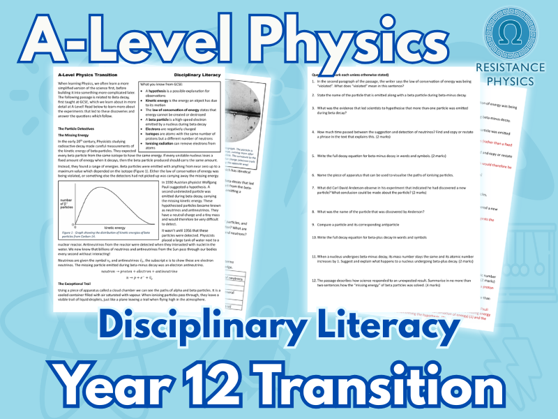 A-Level Physics Transition - Disciplinary Literacy Activity for New Year 12 Students