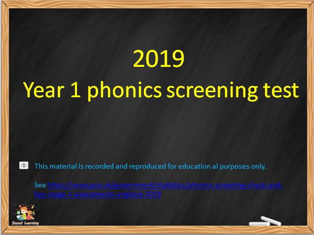 Year 1 Phonics Screening test 2019