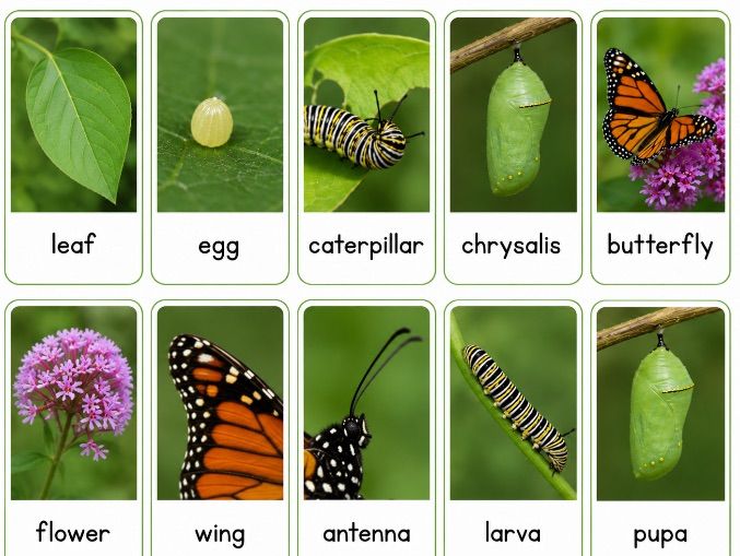 Butterfly life cycle vocabulary cards