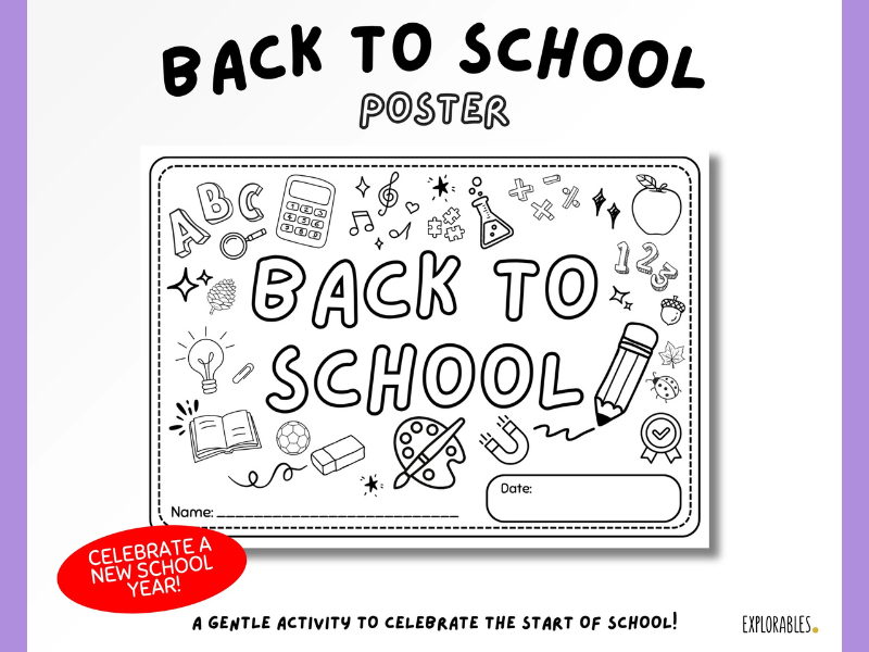 Back To School Themed Poster Starting School Fun Form  Room Classroom Activity Colouring Page
