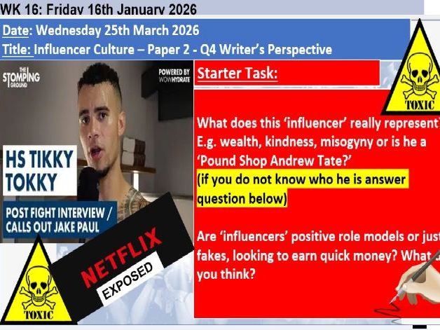 New 2026 Manosphere/ Influencer Culture  GCSE English Language Paper 2 Q4 & Q5