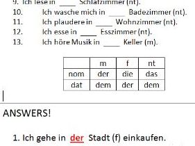 Simple German task to practise use of dative after 'in'