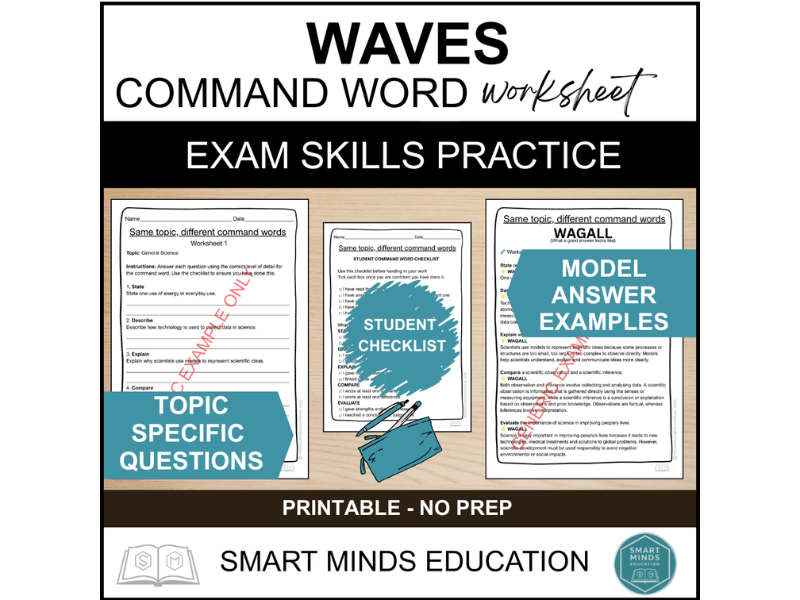 WAVES | PHYSICS REVISION WORKSHEET | SCIENCE EXAM SKILLS | COMMAND WORDS