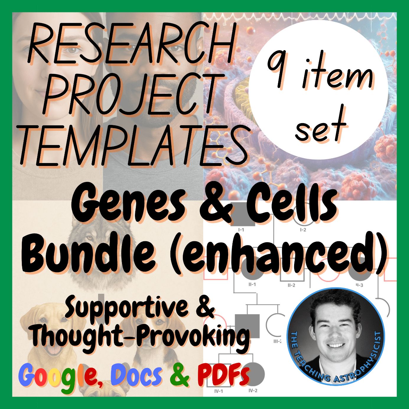 Genes & Cells | 9 Life Science Research Project Templates Set | ENHANCED