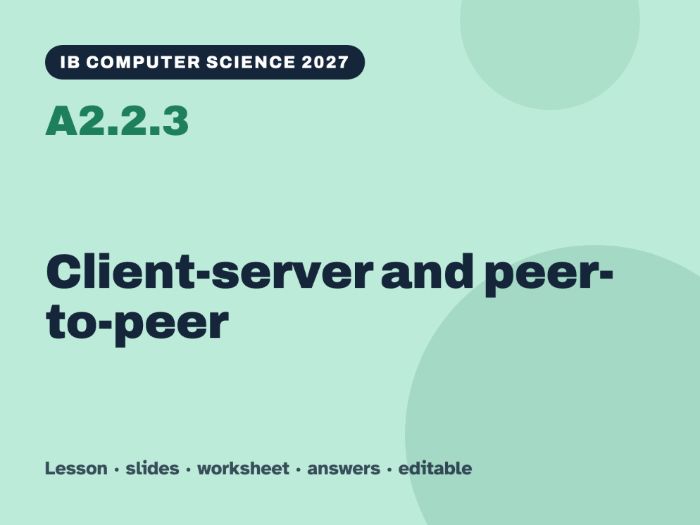 IB Computer Science 2027 – A2.2.3 Client-server and peer-to-peer – Lesson & Worksheet