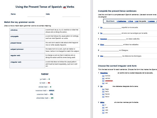 Spanish - Using the Present Tense of Spanish -ar Verbs
