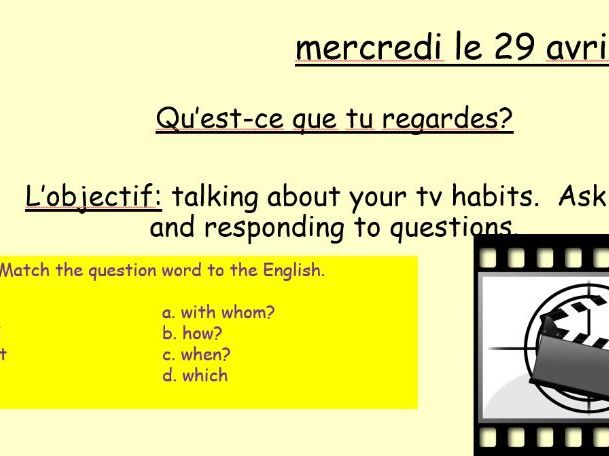 AQA GCSE Foundation 1.3 Qu'est-ce que tu regardes?