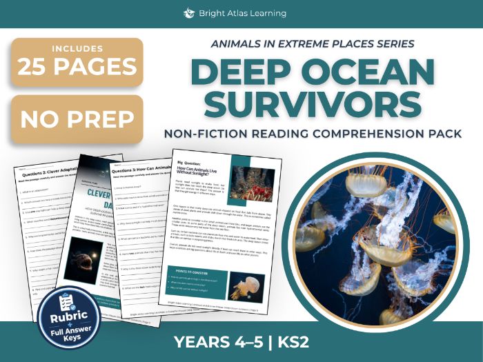 Deep Ocean Animals Reading Comprehension | KS2 Years 4 & 5