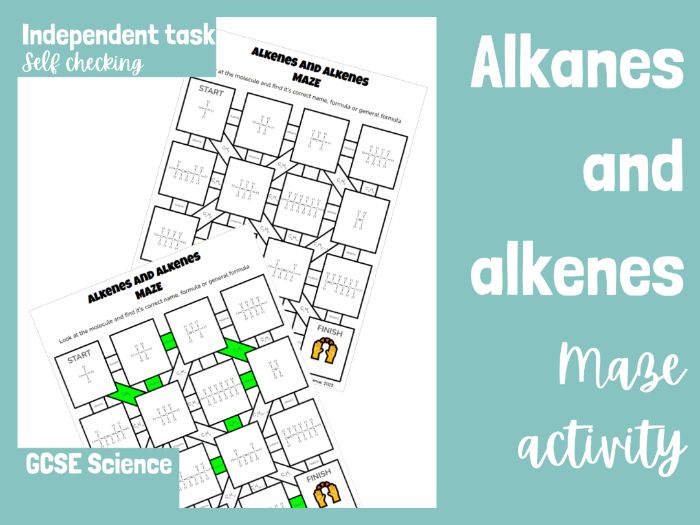 Alkanes and alkenes maze with answers