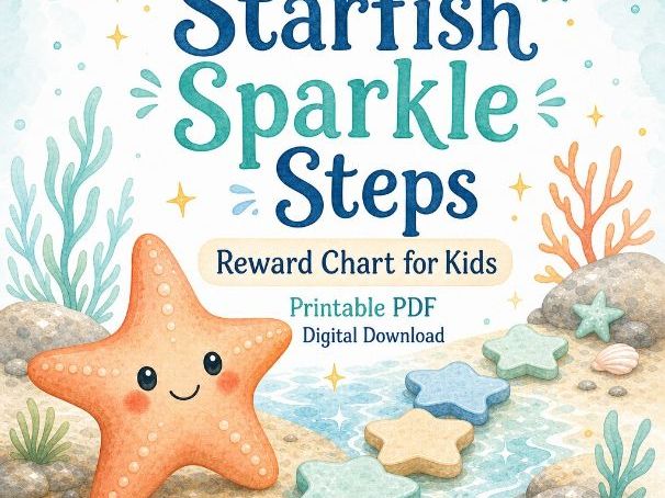 Starfish Sparkle Steps | Reward Chart for Kids | Printable PDF | Digital Download
