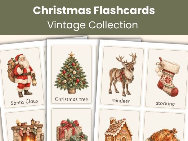 Christmas Flashcards | 40 Printable Christmas Vocabulary Cards