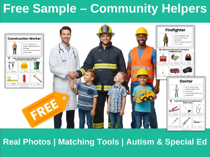 FREE Community Helpers Matching Tools – Real Photos | Autism & Special Ed