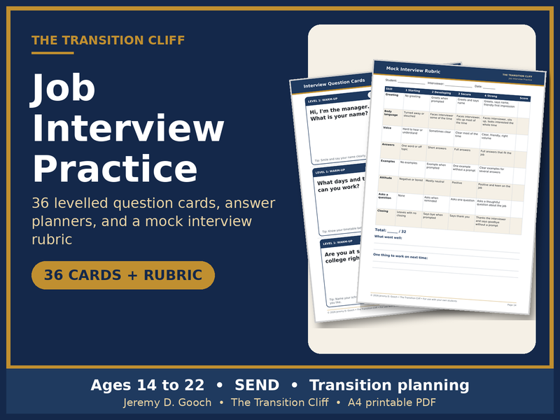 Job Interview Practice Cards and Rubric SEND