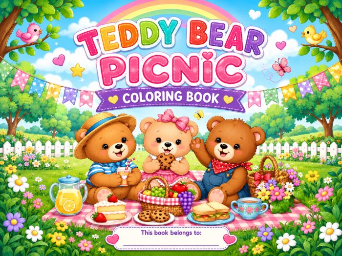 Teddy Bear Picnic Coloring Book | Cute Bear Coloring Pages | Kindergarten–3rd Grade