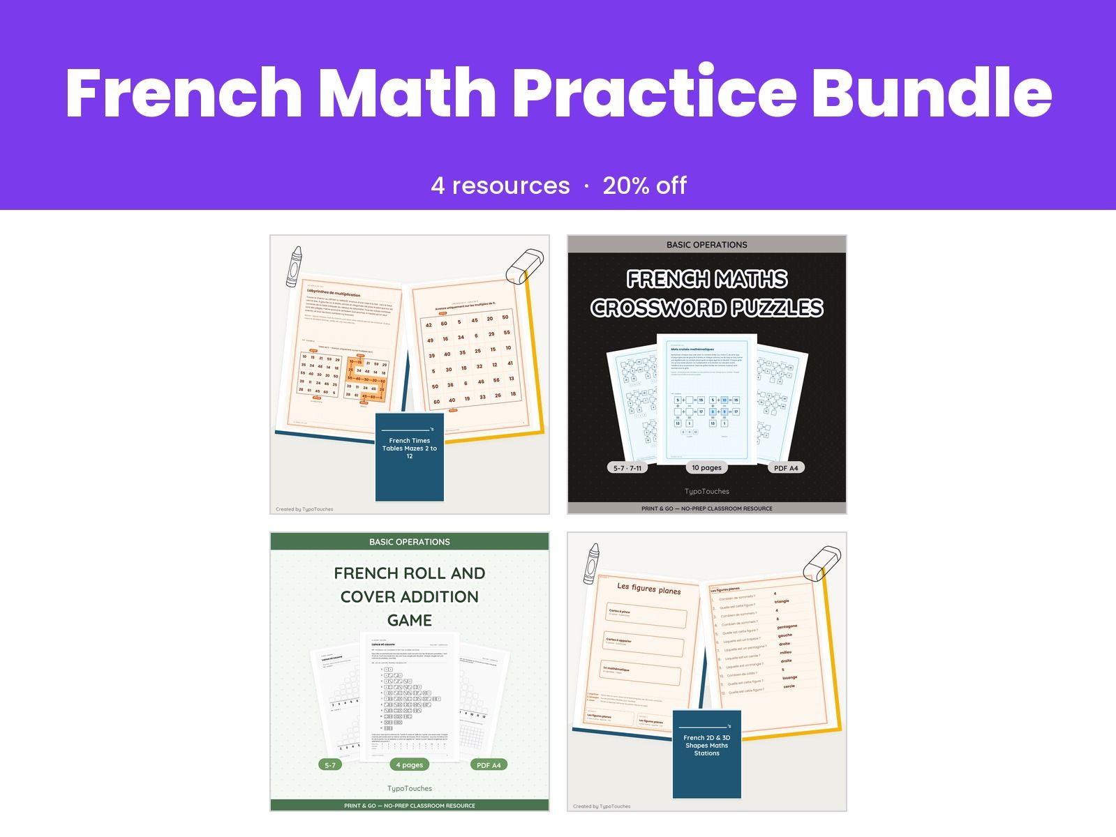 French Math Practice Bundle