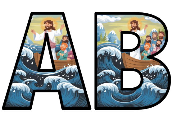 Bible Story Jesus Calms the Storm Lettering Set Display Title Letters Numbers Signs