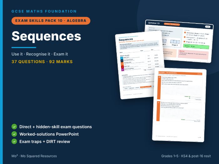 Exam Skills Pack 10: Sequences – GCSE Maths Foundation