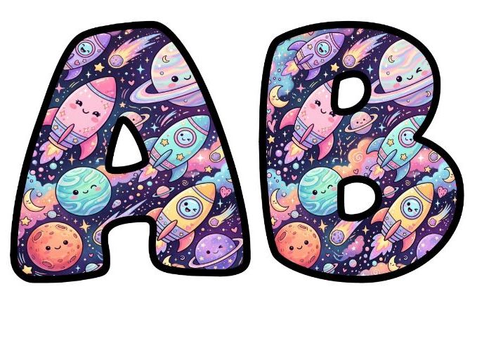 Rockets and Planets Bubble Letters | Space Topic Bulletin Board Letters | Classroom Display Pack