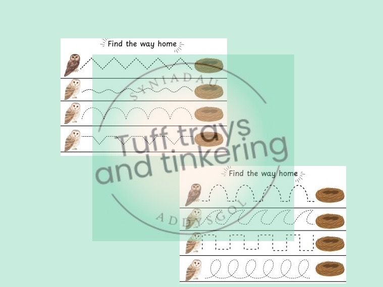 track the owl- fine motor skills owl babies nursery ks1 ps1 early years
