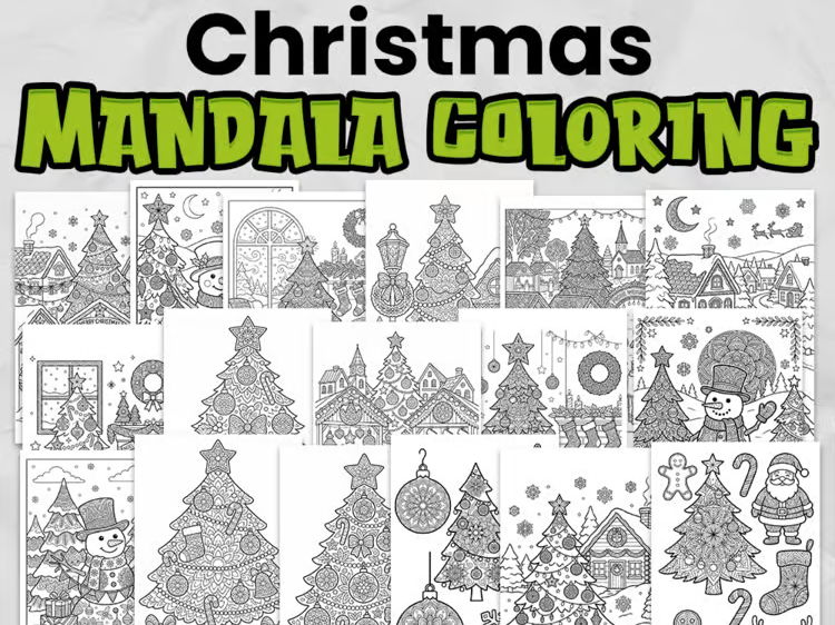 Christmas Mandala Colouring Pages: 17 No-Prep Festive Mindfulness Activities | KS1 & KS2