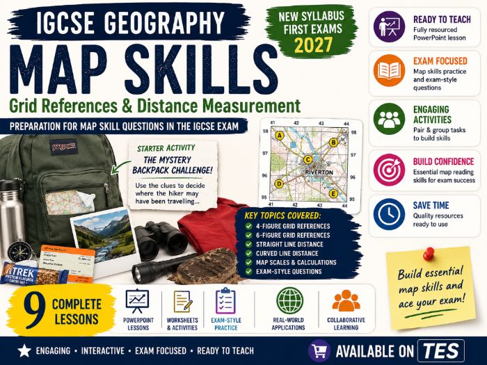 IGCSE Geography Map Skills - 4 Figure and 6 Figure Grid References ...