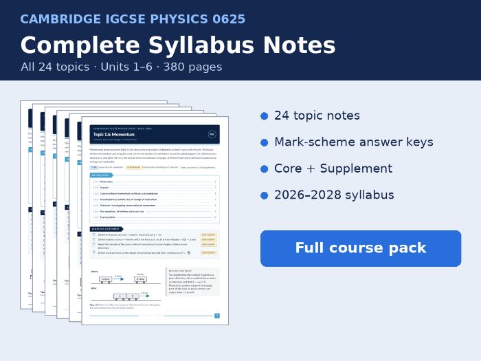 IGCSE Physics 0625 Complete Syllabus Notes and Answers