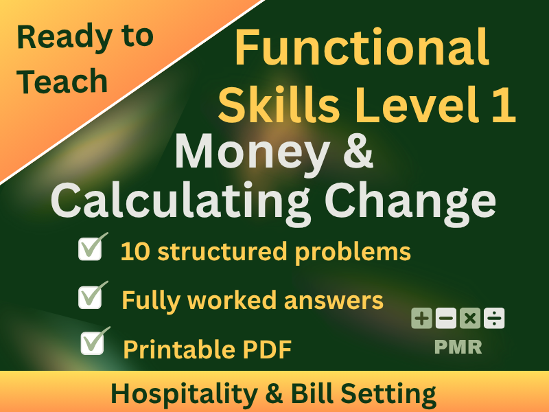 Functional Skills Money L1 Worksheet