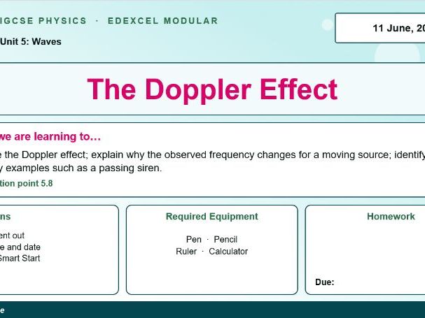IGCSE Physics: The Doppler Effect | Edexcel Modular | Unit 5 | L4