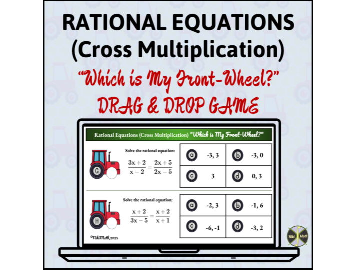 Rational Equations (Cross Multiplying) - Drag & Drop Multiple-Choice Activity