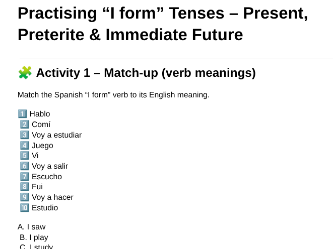KS4 SP Foundation - Lots of basic tense practice
