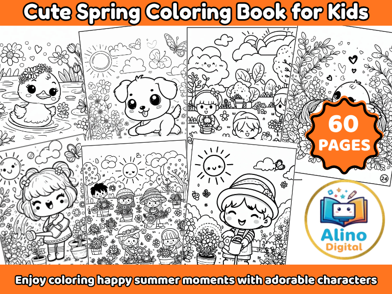 Cute Spring Coloring Book for Kids