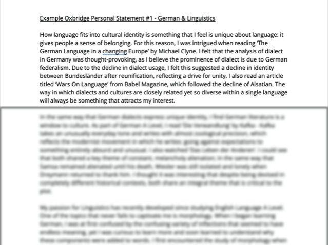 oxbridge languages personal statement