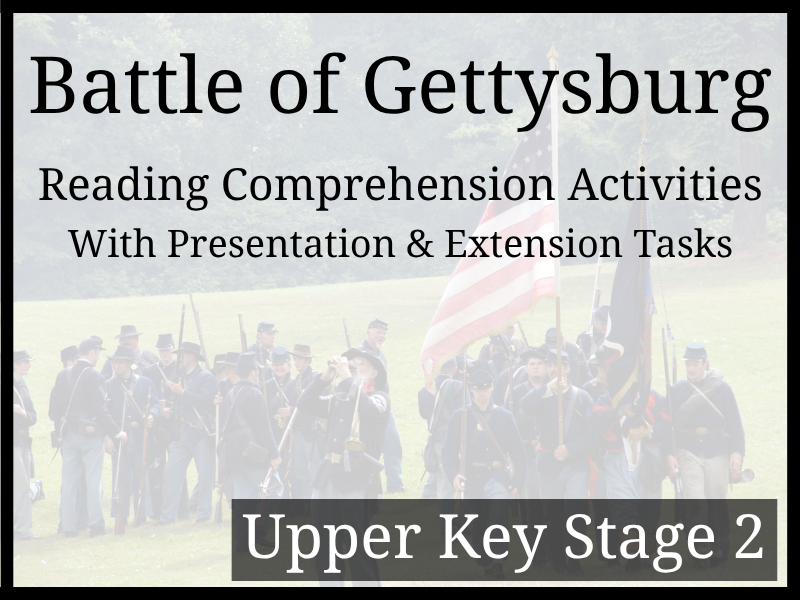 Battle of Gettysburg Reading Comprehension Activities | Year 5 & Year 6 | UKS2