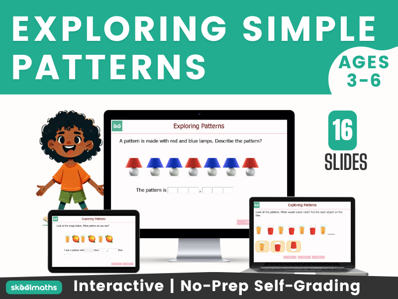 Exploring Simple Patterns EYFS Maths Interactive Digital Maths Learning Activities
