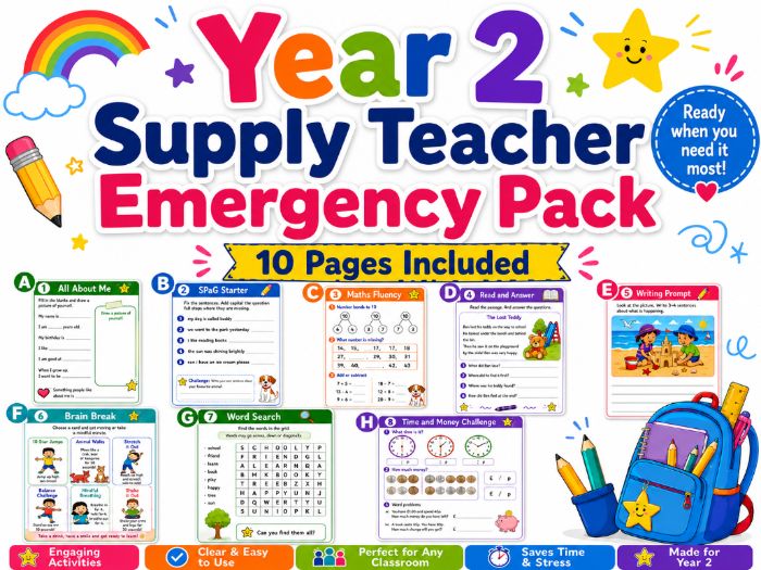 Year 2 Supply Teacher Emergency Pack