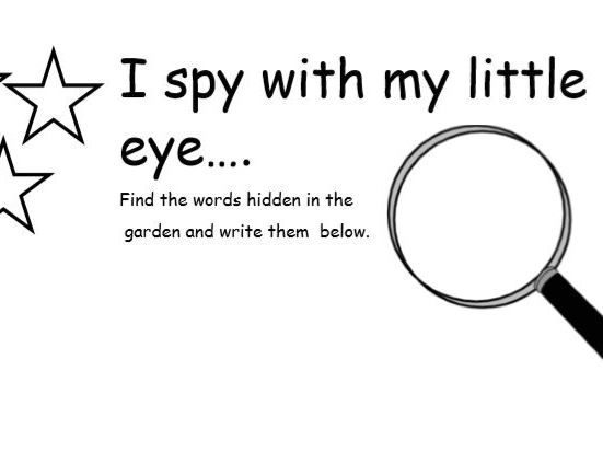 I spy word hunt sheet for outside area