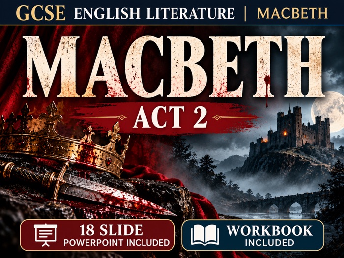 Macbeth Act 2 with a planned 18-slide presentation and student workbook