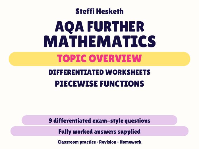 AQA Further Maths Piecewise Functions | Topic Overview Differentiated Worksheet