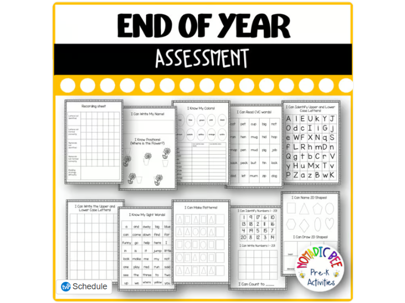 Preschool End-of-Year Assessment to test Kindergarten Readiness