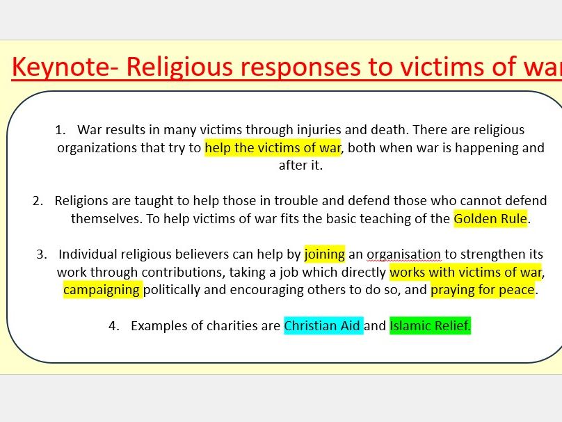 Religious Responses to Victims of War
