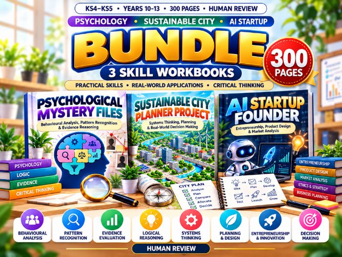 Critical Thinking & Real-World Skills Bundle | KS4–KS5 | 300 Pages | 3 Workbooks