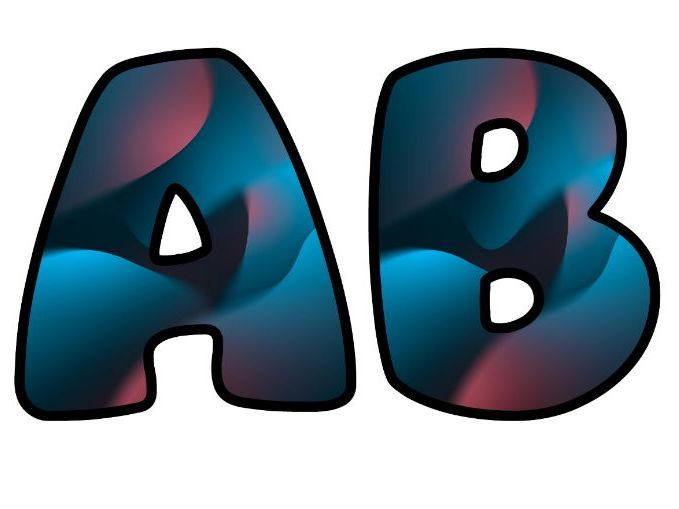 3D Purple & Blue Blobs Classroom Display | Lettering Set | Upper & Lowercase, 0-9 and Signs
