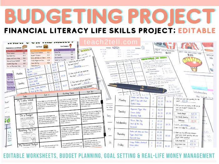Budgeting Worksheets Financial Literacy Project Real-Life Maths Activities