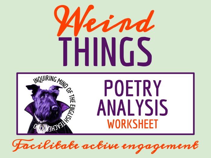 "Weird Things" by Vivian Stratton Poetry Analysis Worksheet | Halloween Poem Activity